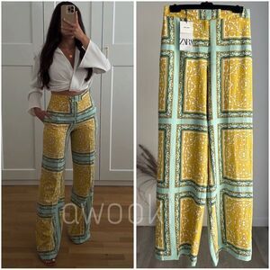 ZARA LINEN BLEND PRINTED PANTS